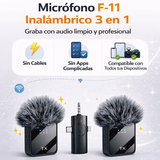 MICROFONO F-11 INALÁMBRICO 3 EN 1